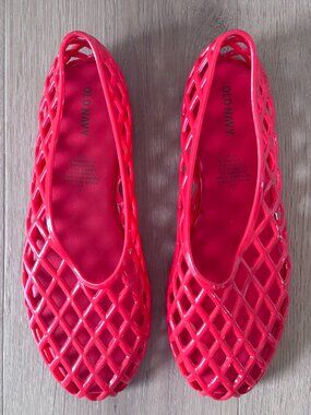 NWOT Old Navy Jelly Lattice Ballet Flats in Red Size 8